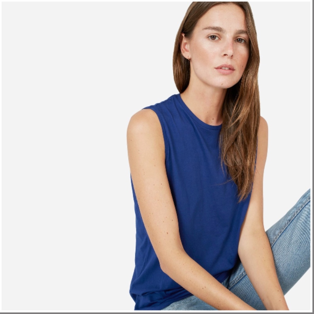 Everlane Cotton Muscle Tank Top Tee Royal Blue XS Made in USA
